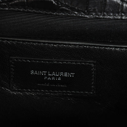 Saint Laurent Calfskin Crocodile Embossed Classic Monogram Tassel Clutch Black 7 of 7