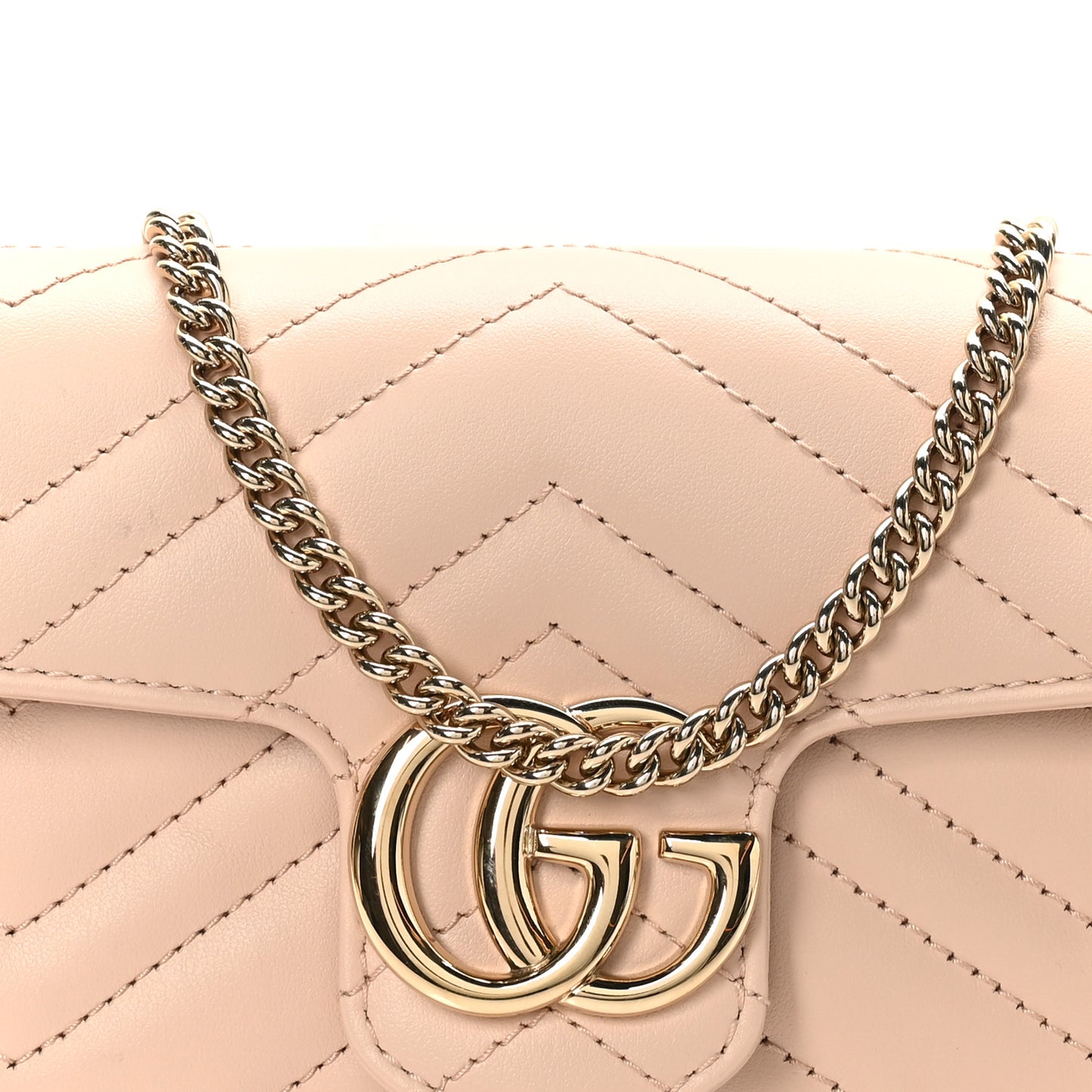 Calfskin Matelasse Super Mini GG Marmont Shoulder Bag Beige