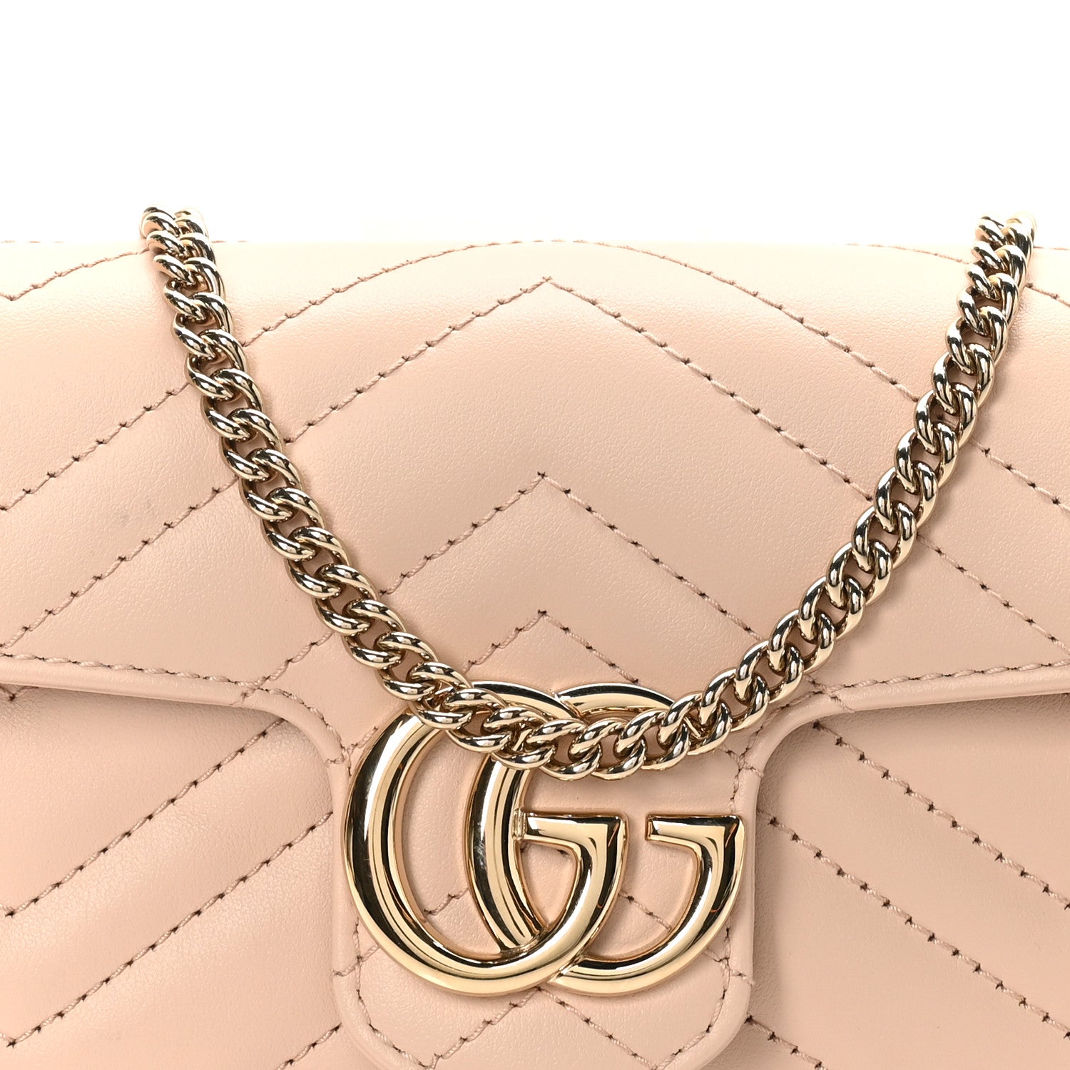 Gucci Calfskin Matelasse Super Mini GG Marmont Shoulder Bag Beige 8 of 10