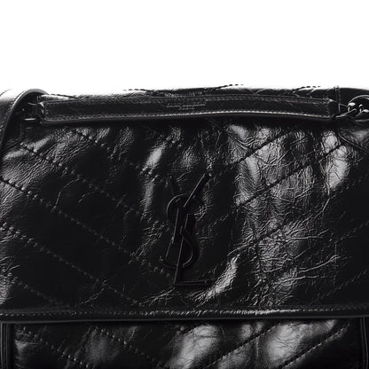 Saint Laurent Crinkled Calfskin Matelasse Monogram Medium Niki Chain Satchel Black 11 of 11