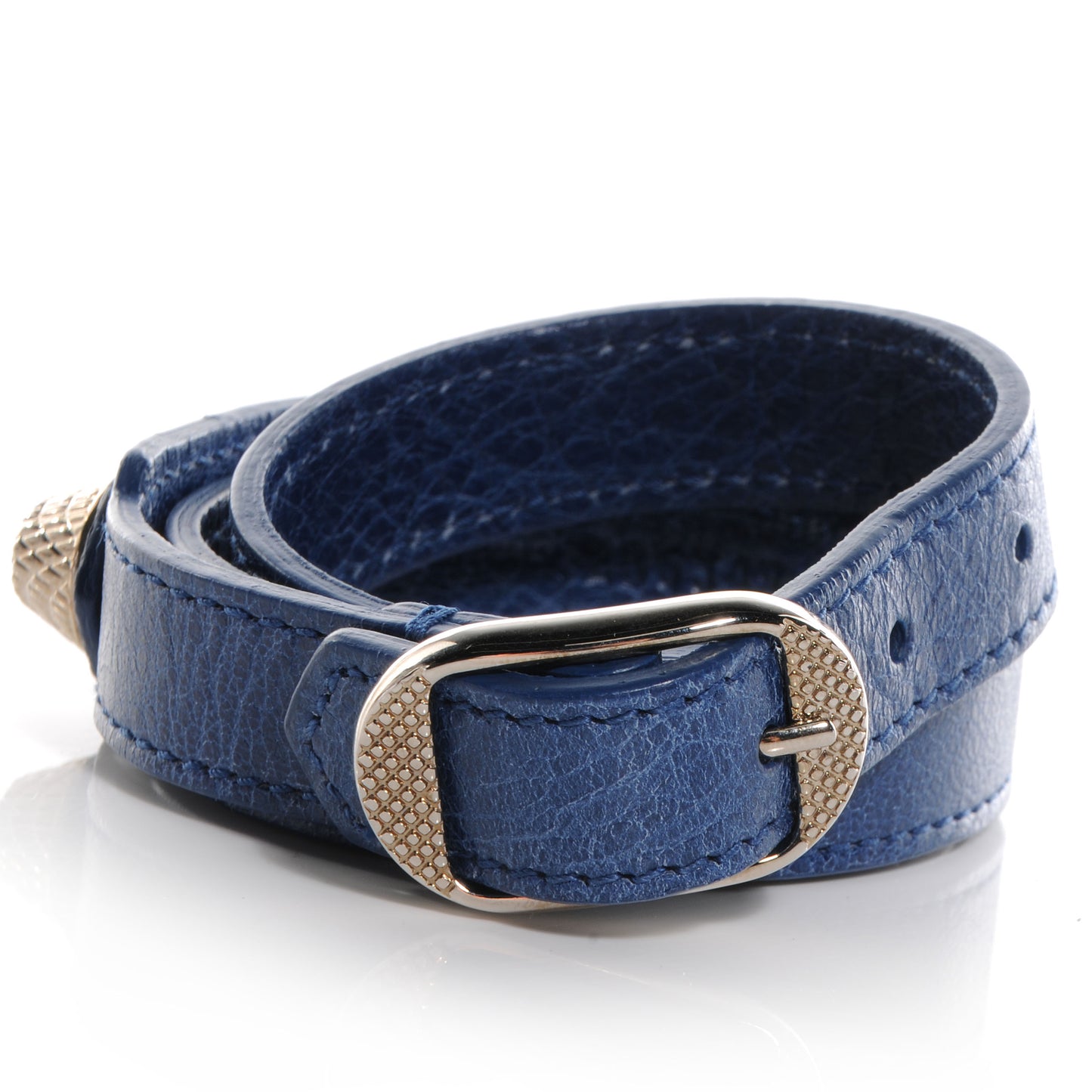 Agneau Giant 12 Silver Hardware Triple Tour Bracelet Small Bleu Cobalt