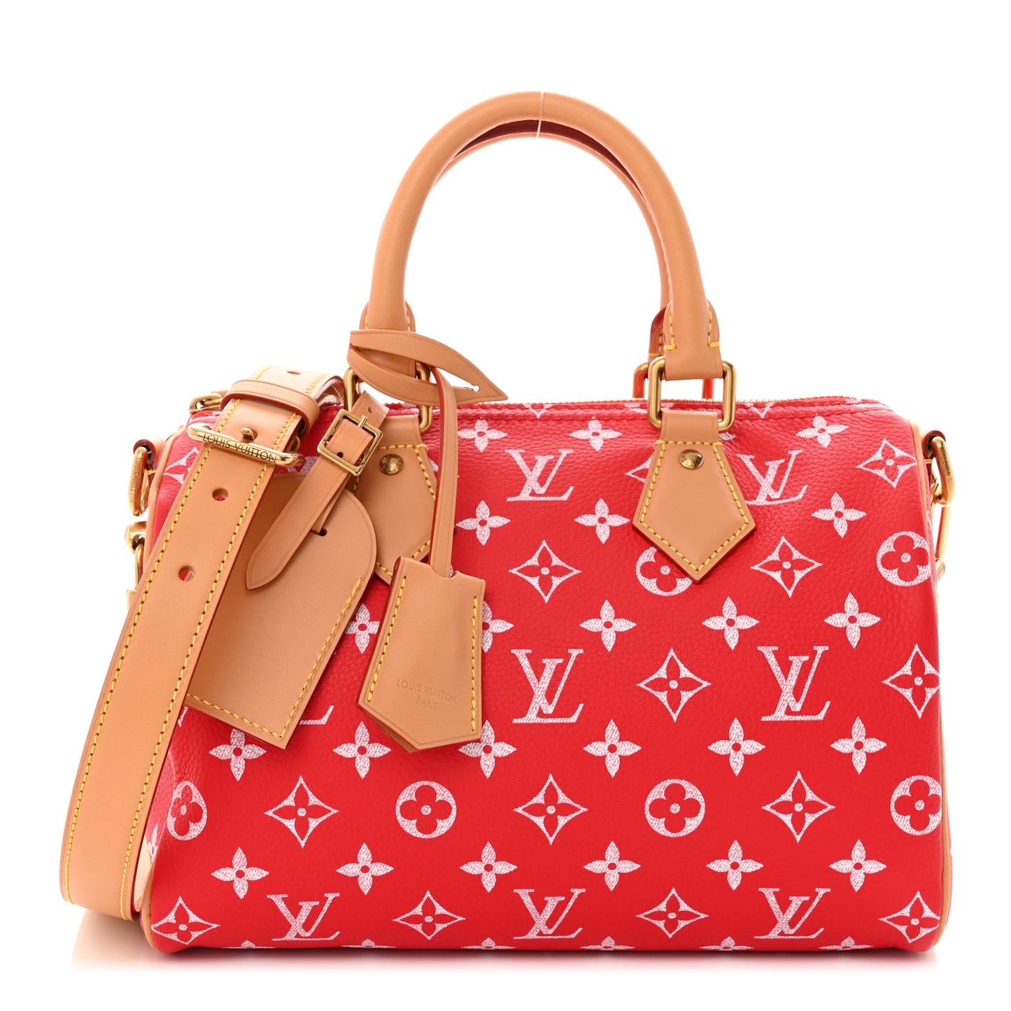 Soft Calfskin Monogram Speedy P9 Bandouliere 25 Red