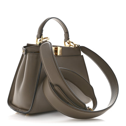Fendi Vitello Seta Canvas FF Embroidered Mini Peekaboo Iconic Satchel Tartufo 3 of 11