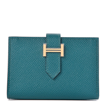 Hermes Epsom Bearn Card Holder Wallet Vert Bosphore 1 of 8