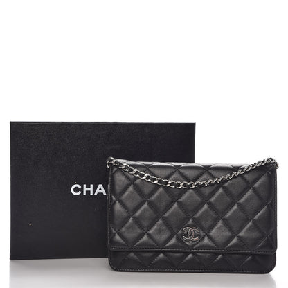 Chanel Lambskin Quilted Wallet On Chain WOC Black 9 of 9