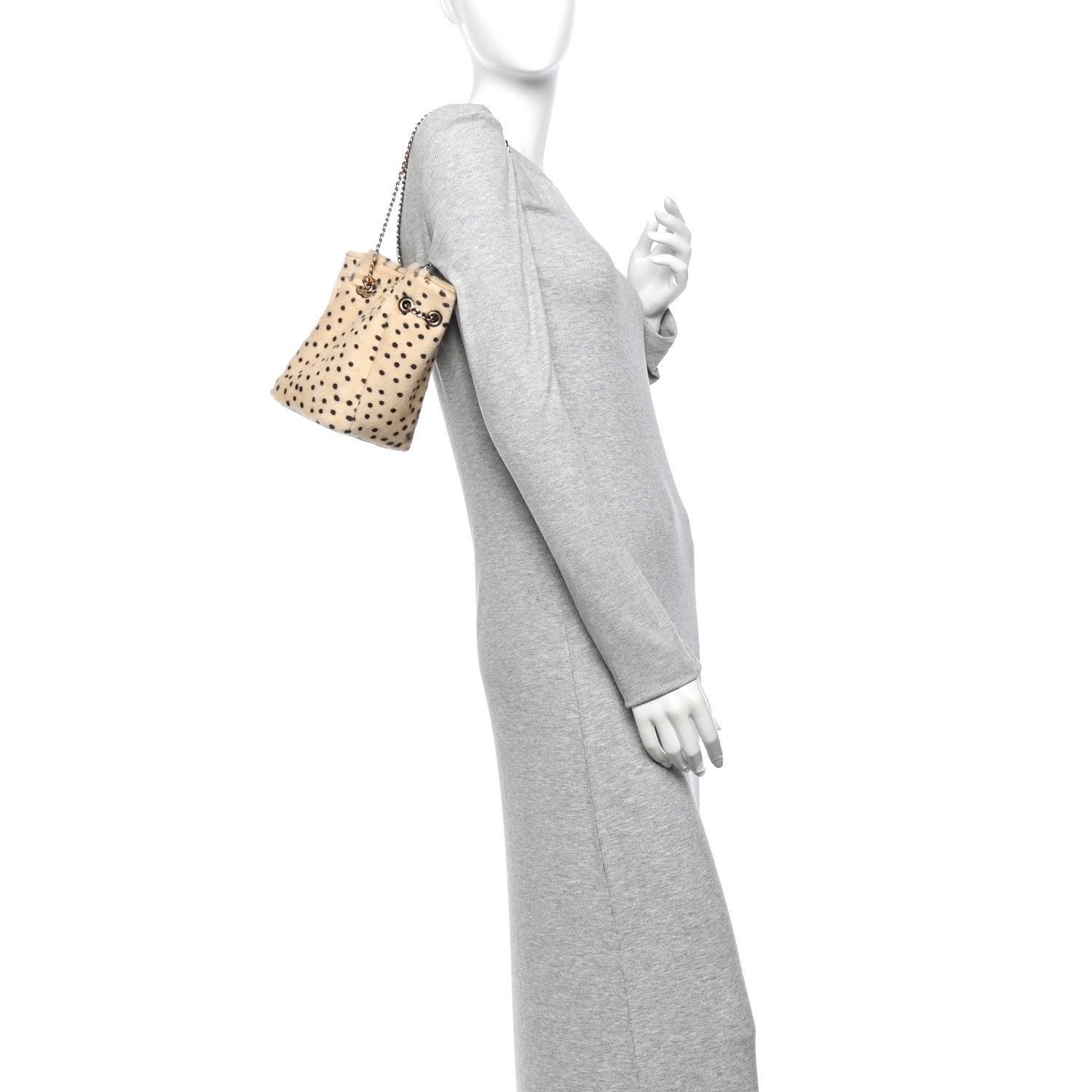 Chanel Pony Hair Cheetah Printed CC Chain Bucket Bag Light Beige Black 2 of 11