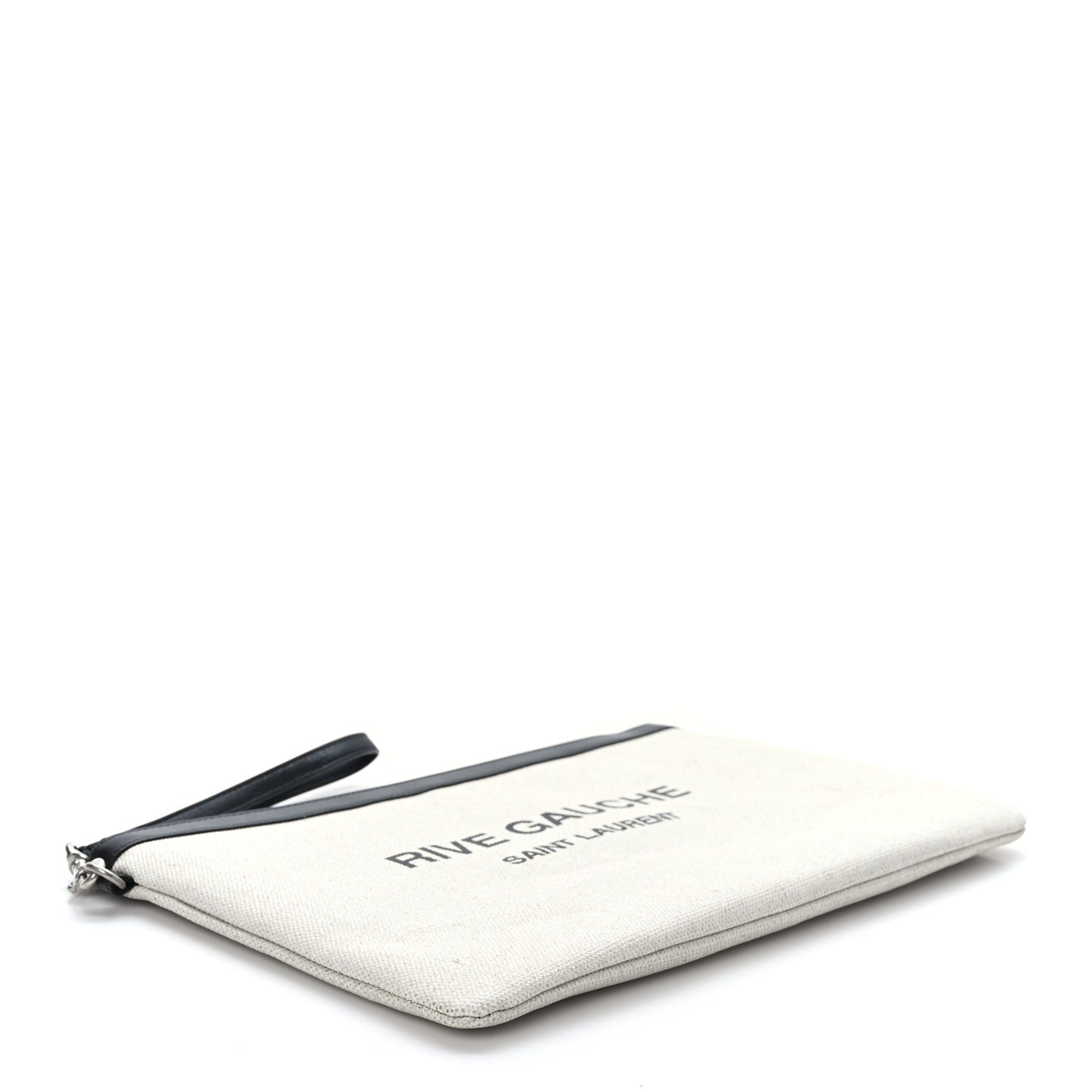 Linen Canvas Rive Gauche Zipped Pouch Optic White
