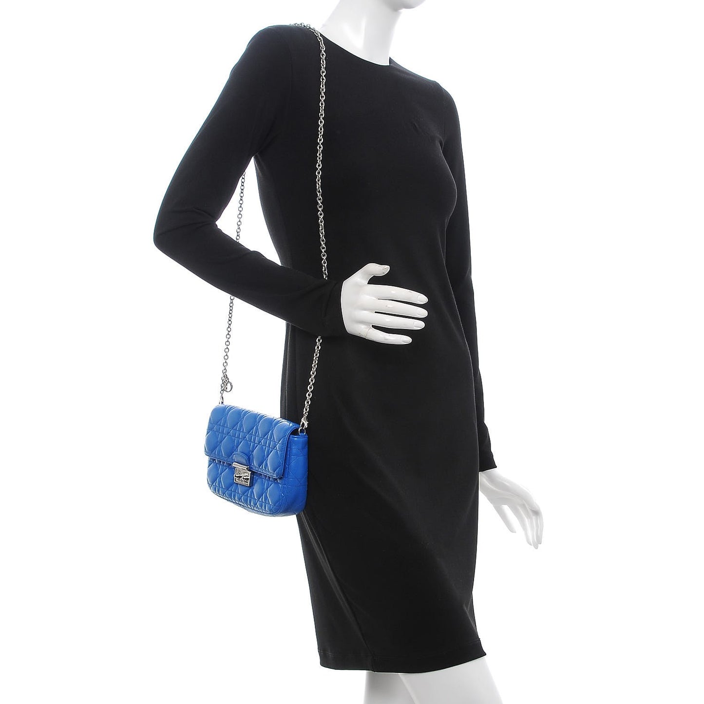 Lambskin Cannage Miss Dior Promenade Pouch Blue