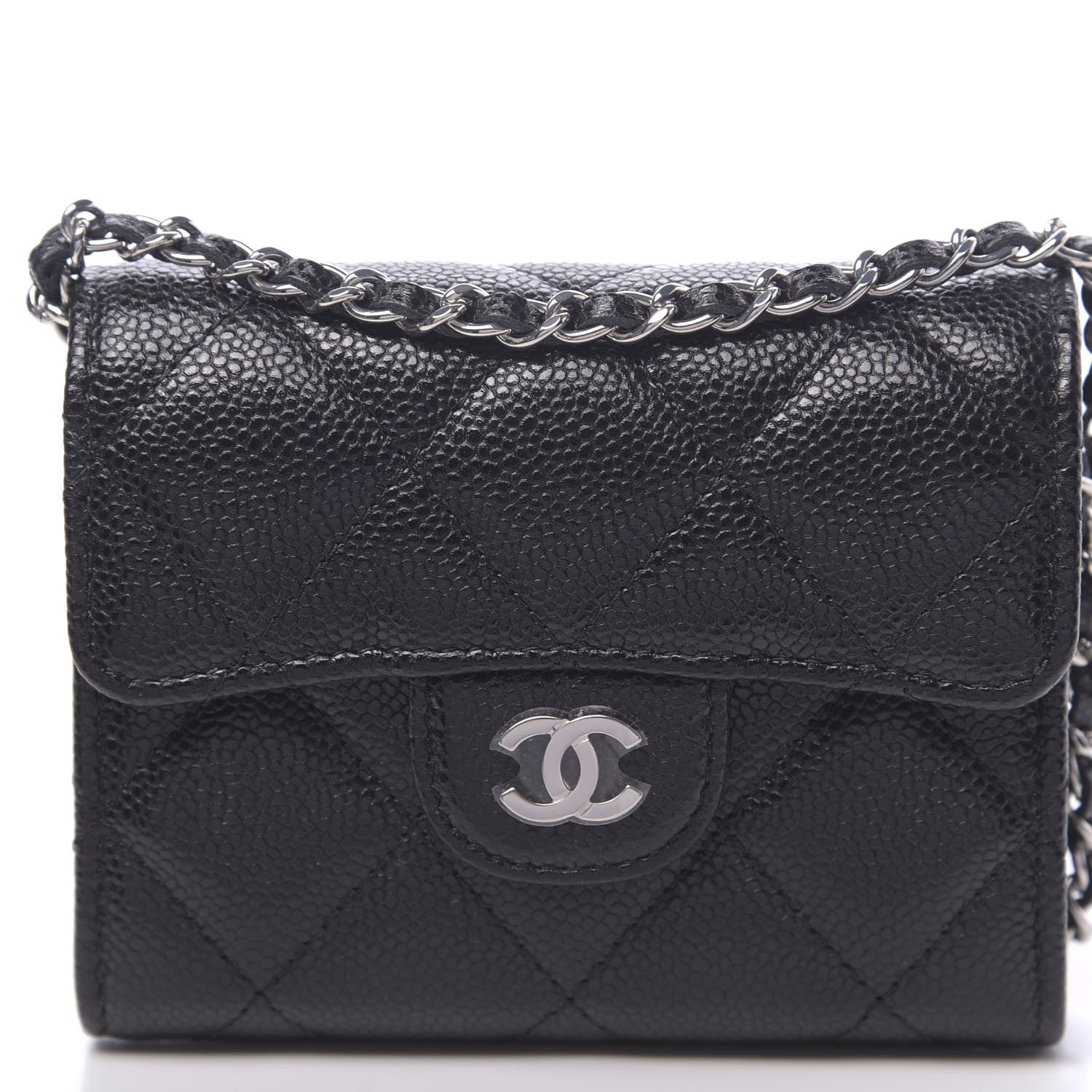 Chanel Caviar Quilted Flap Card Holder On Chain Black 9 of 10