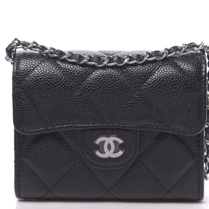 Chanel Caviar Quilted Flap Card Holder On Chain Black 9 of 10