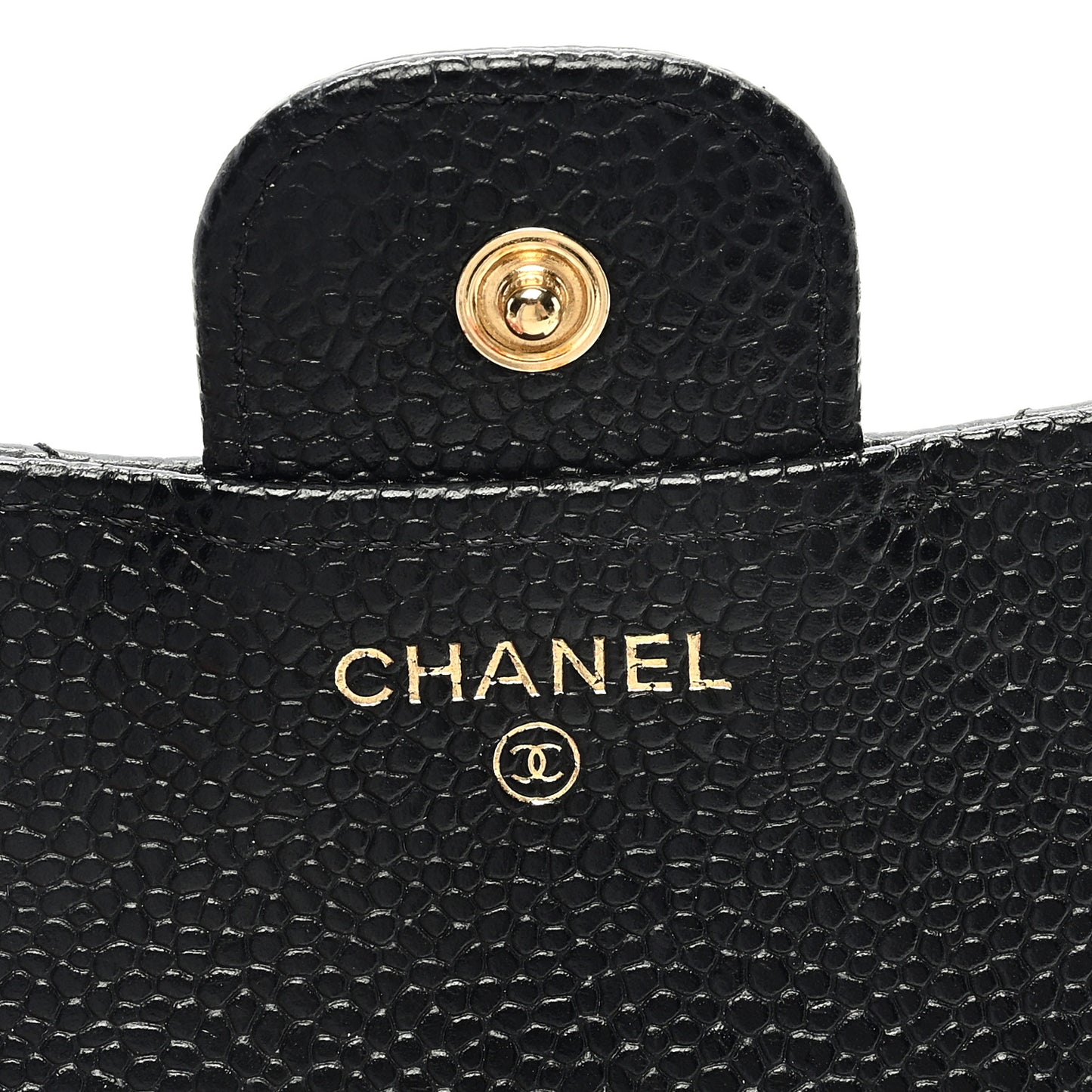 Caviar Quilted Compact Flap Wallet Black