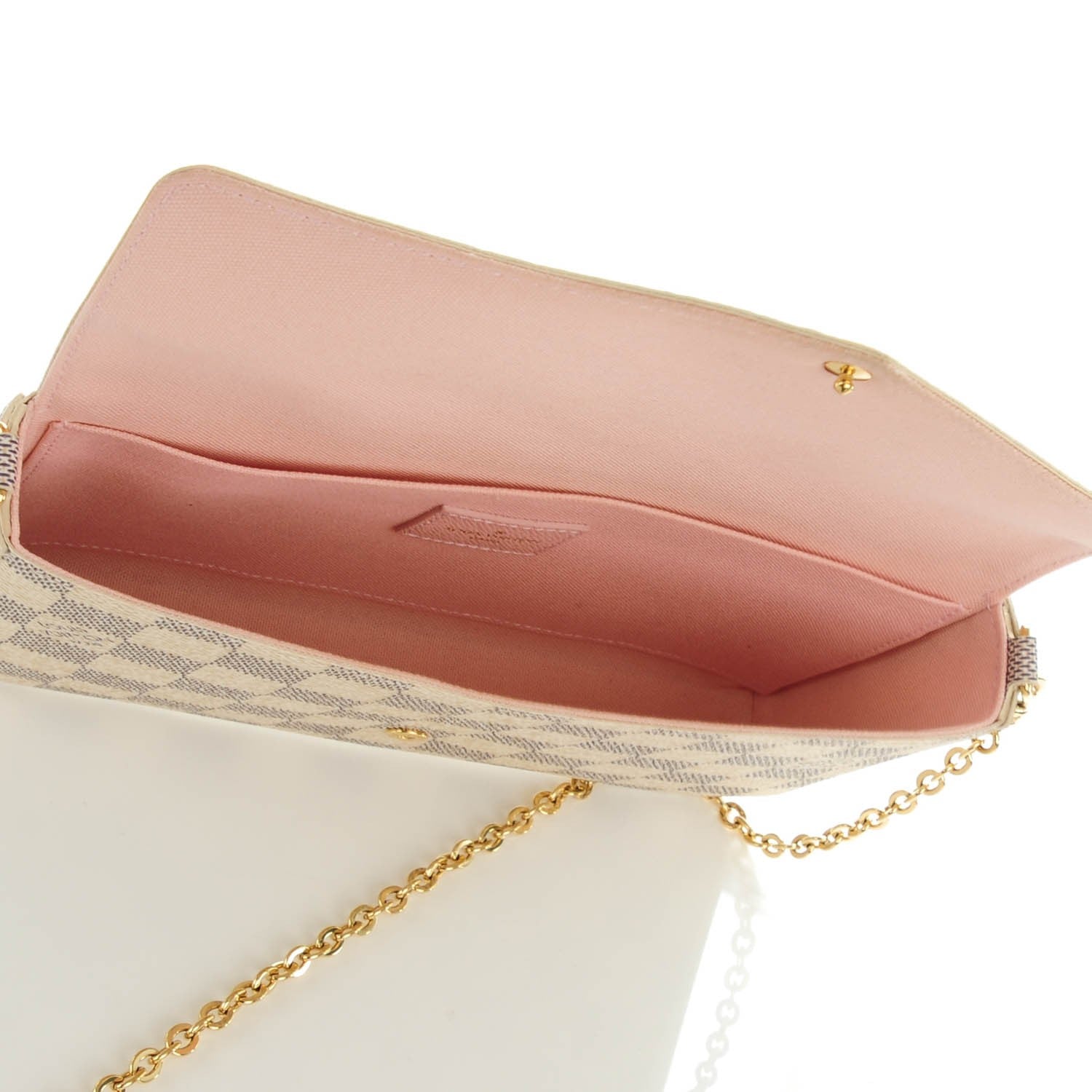 Louis Vuitton Damier Azur Pochette Felicie Chain Wallet Rose Ballerine 5 of 9