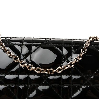 Christian Dior Patent Lambskin Cannage Lady Dior Rendezvous Wallet On Chain Black 8 of 10