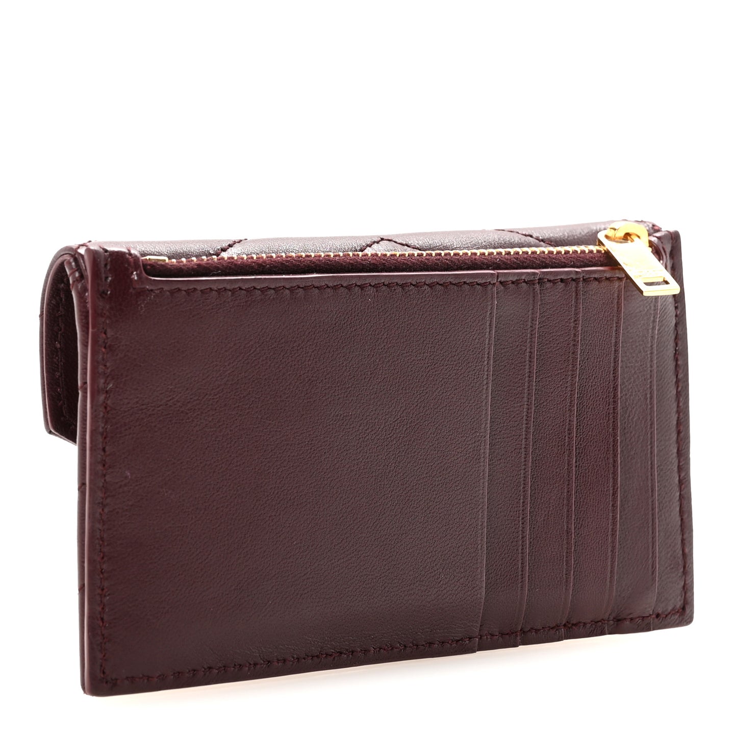 Calfskin Matelasse Chevron Monogram Compact Wallet Hot Wine