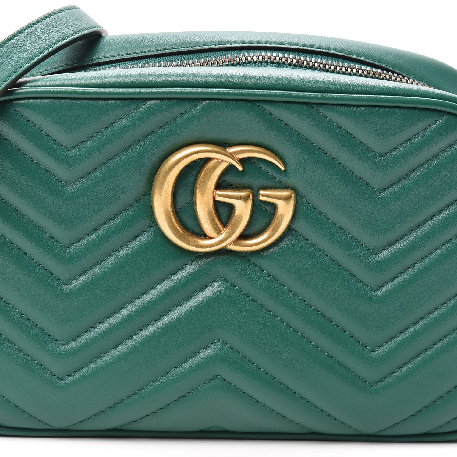 Gucci Calfskin Matelasse Small GG Marmont Chain Shoulder Bag Emerald Green 7 of 10