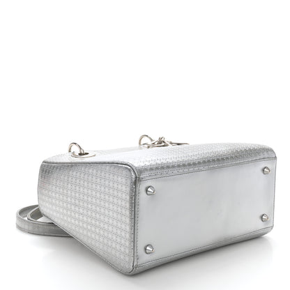 Christian Dior Metallic Patent Micro-Cannage Medium Lady Dior Silver 4 of 13