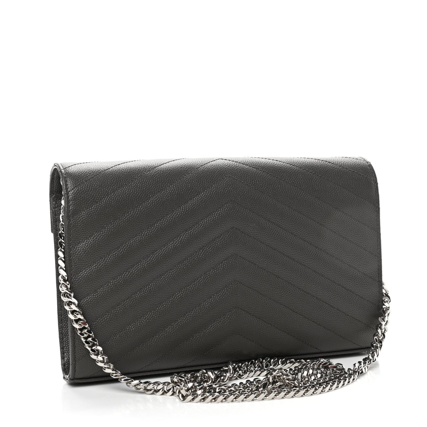 Grain De Poudre Matelasse Chevron Monogram Chain Wallet Earth