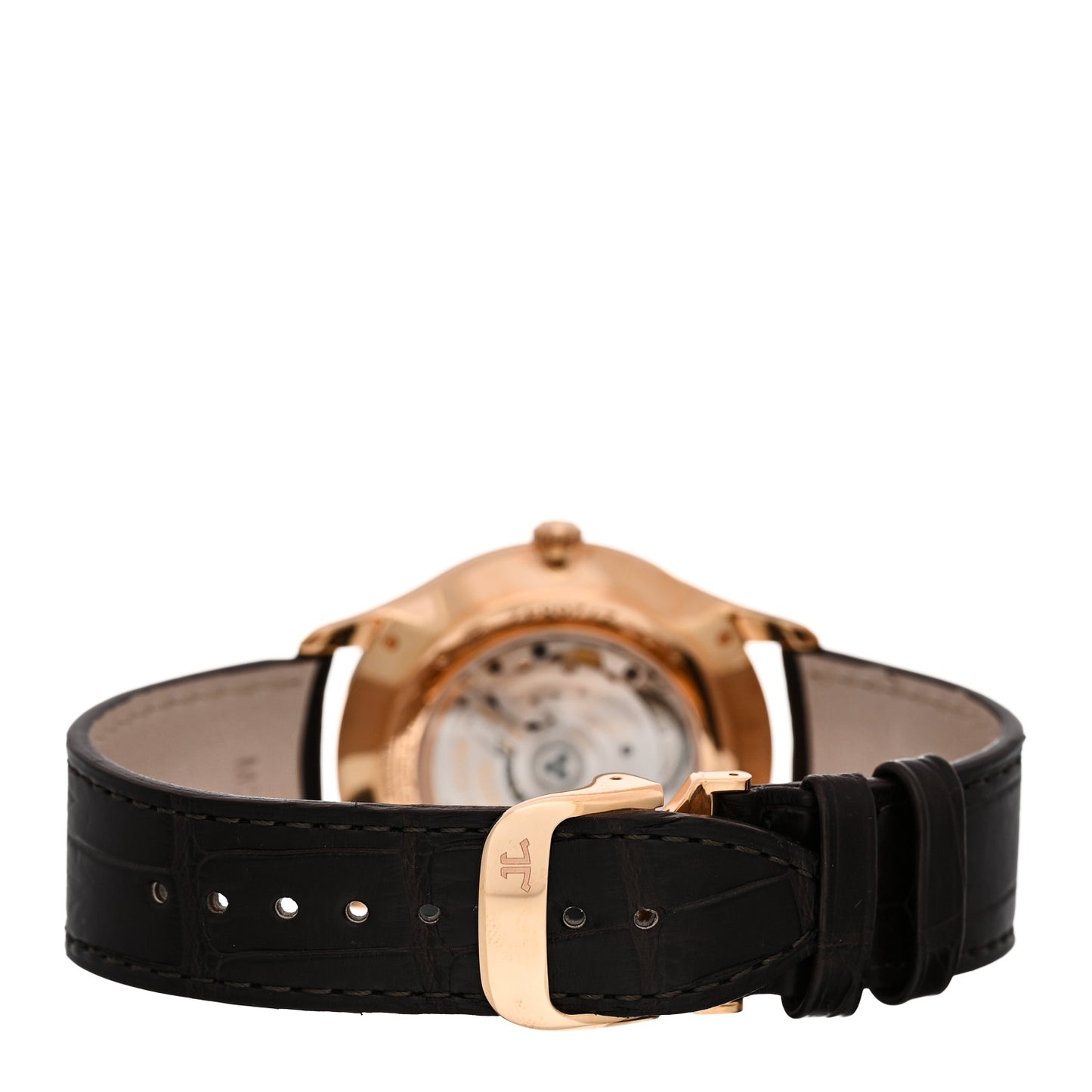 18K Rose Gold Alligator 40mm Master Grande Ultra Thin Automatic Watch Ivory 174.2.90.S
