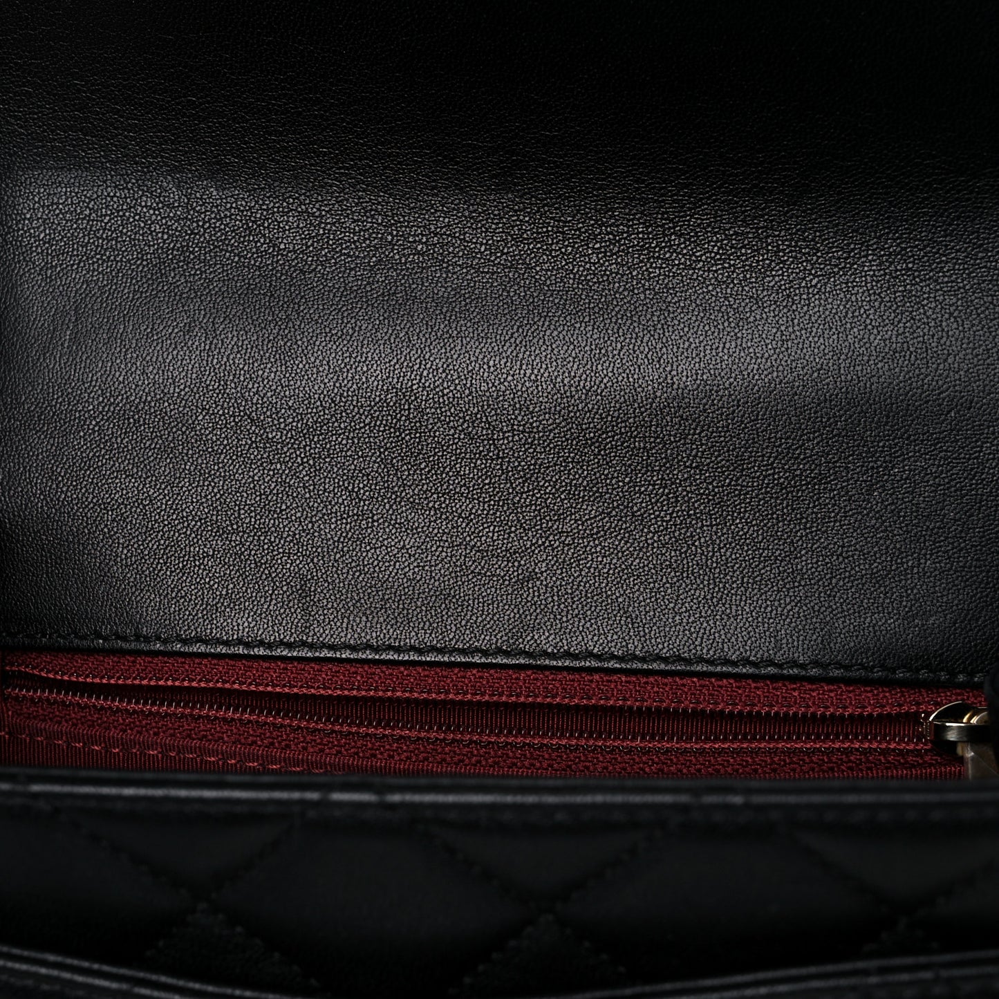 Lambskin Quilted Small Chain Infinity Top Handle Flap Black