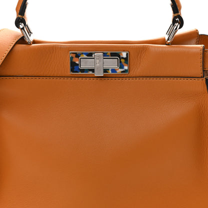 Fendi Vitello Seta Shiny Nappa Plexiglass Granite Medium Peekaboo Iconic Satchel Ginger Latte 9 of 11