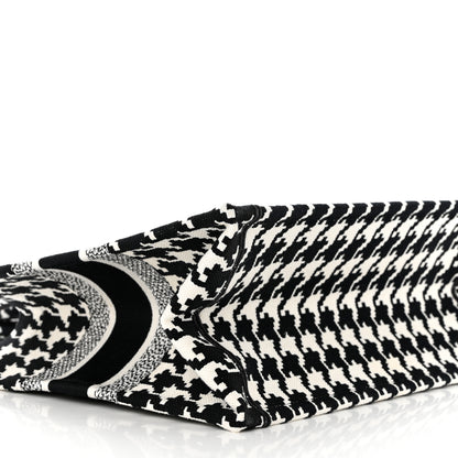Christian Dior Canvas Macro Houndstooth Embroidered Medium Book Tote Black White 8 of 9