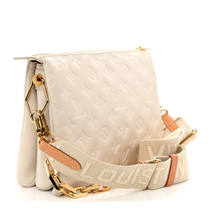 Louis Vuitton Lambskin Embossed Monogram Coussin PM Beige Cream 3 of 10