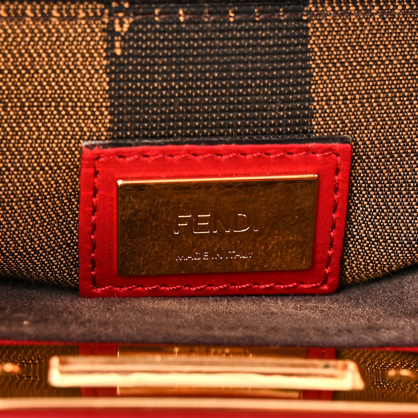 Vitello Morgan Fabric Jacquard Pequin Medium Peekaboo Iconic Satchel Mattone  Mattone Tobacco Black