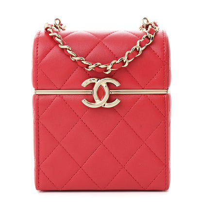 Chanel Lambskin Quilted Small Box With Chain Red 1 of 11