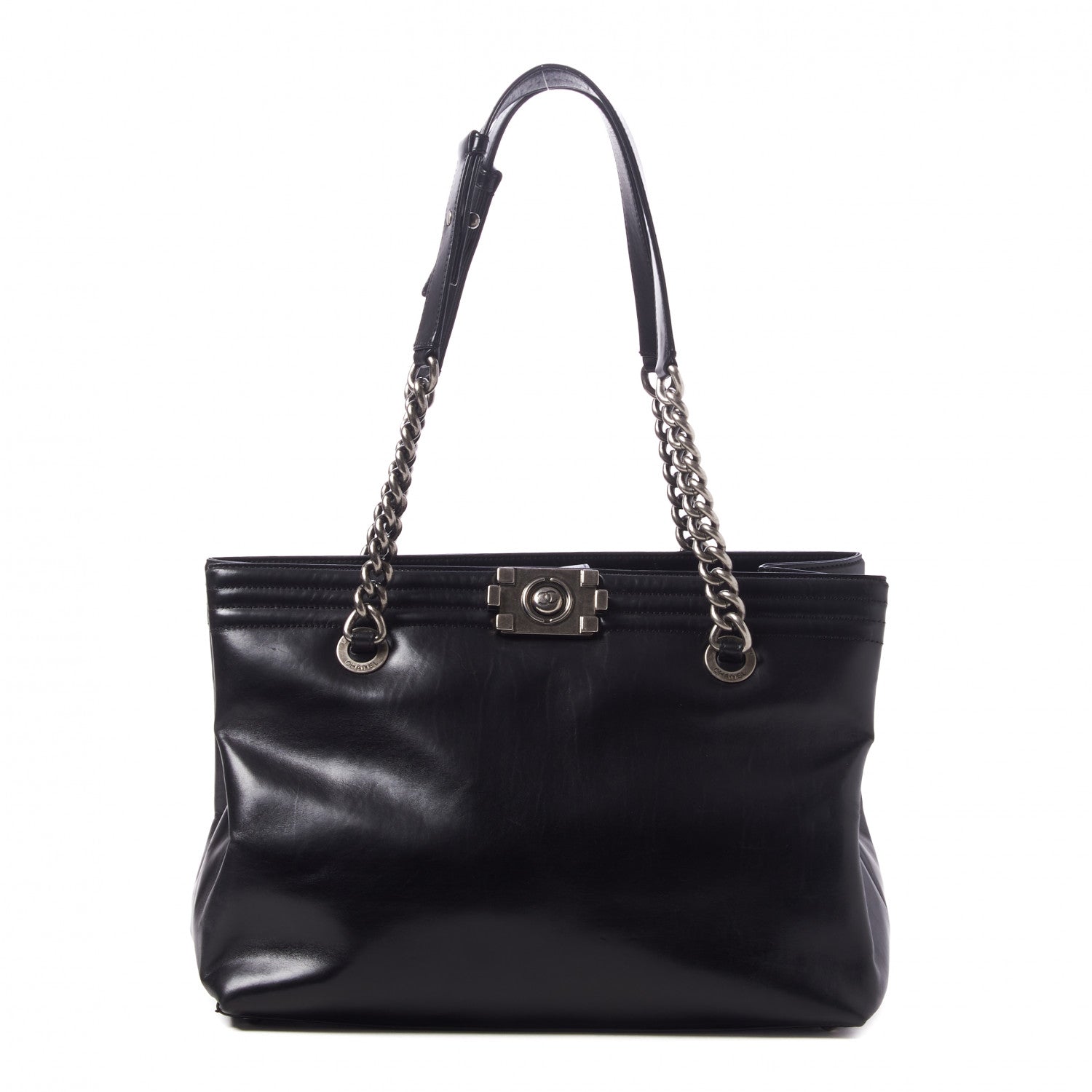 Chanel Glazed Calfskin Boy Tote Black 1 of 10