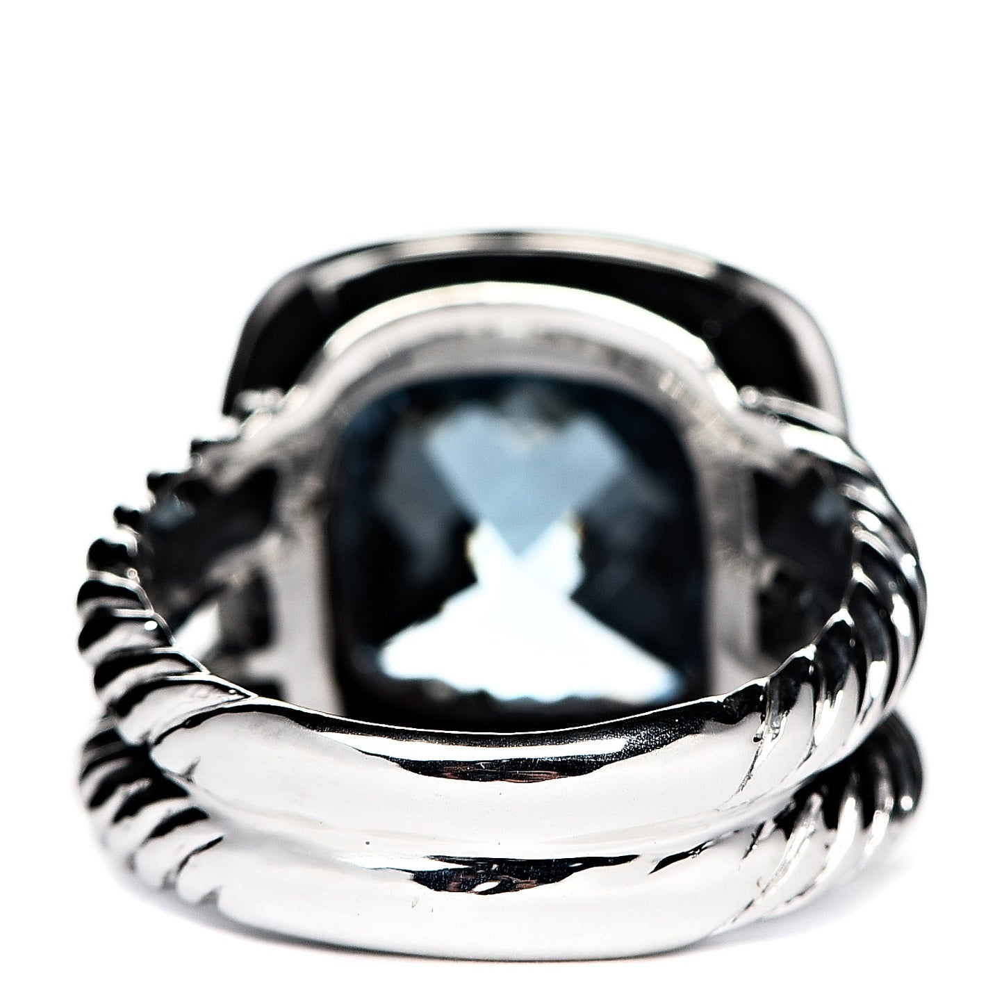 Sterling Silver Diamond Blue Topaz 11mm Albion Ring 51 5.75