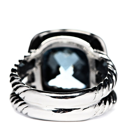 David Yurman Sterling Silver Diamond Blue Topaz 11mm Albion Ring 51 5.75 2 of 3