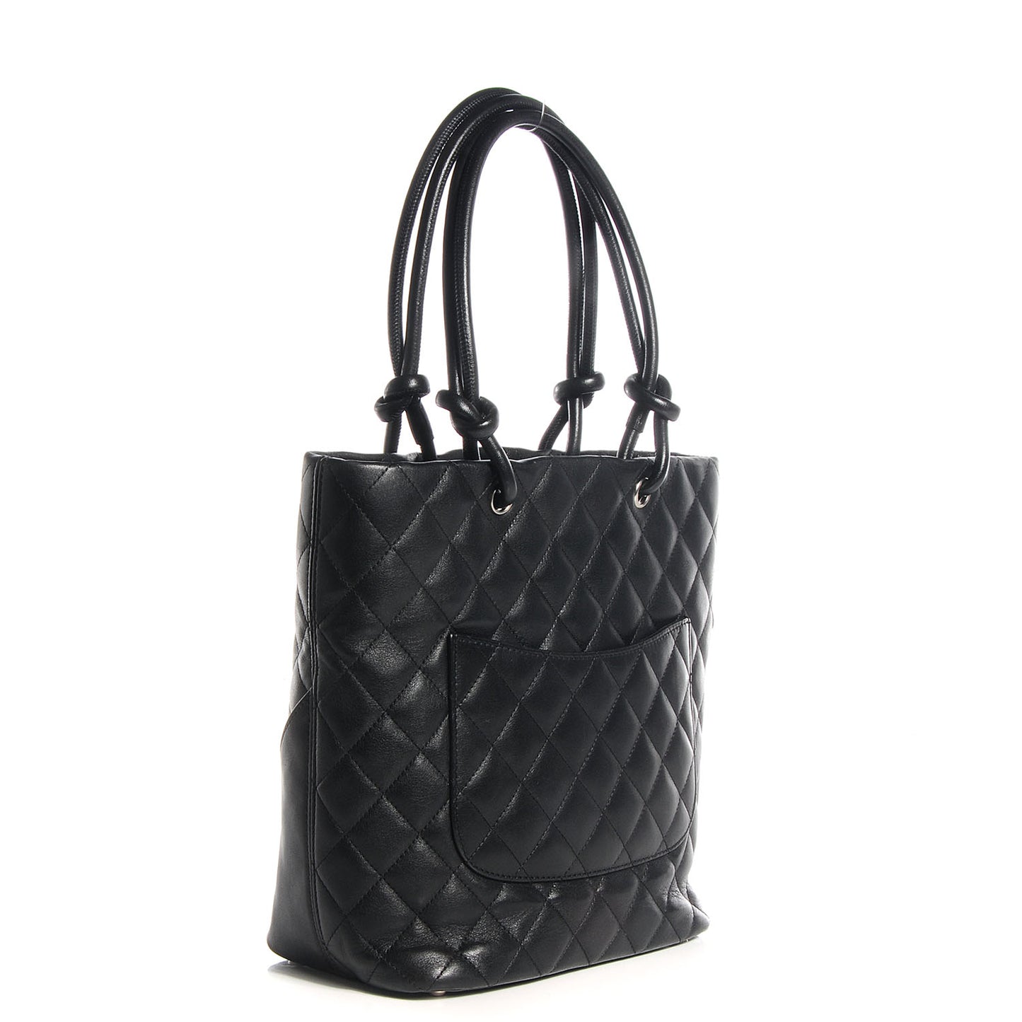 Calfskin Quilted Medium Cambon Tote Black White