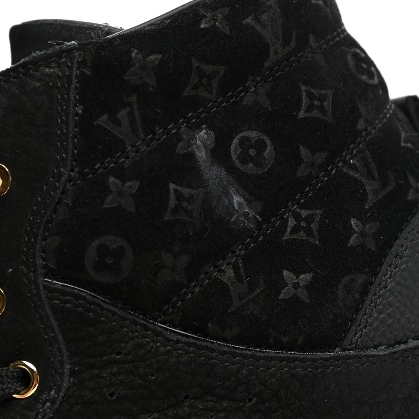Calfskin Suede Monogram Cliff Top Wedge Sneakers 38 Navy