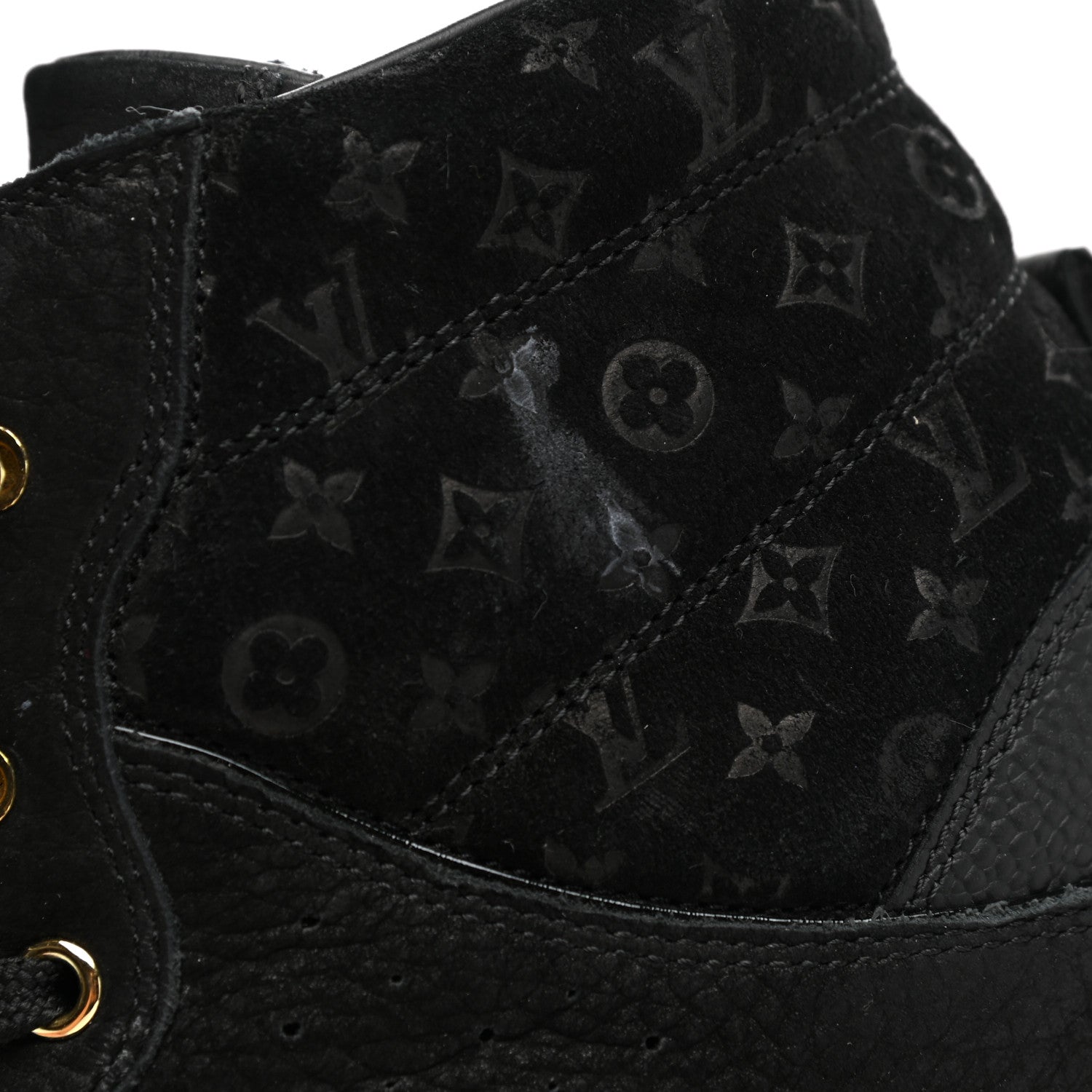 Louis Vuitton Calfskin Suede Monogram Cliff Top Wedge Sneakers 38 Navy 9 of 10