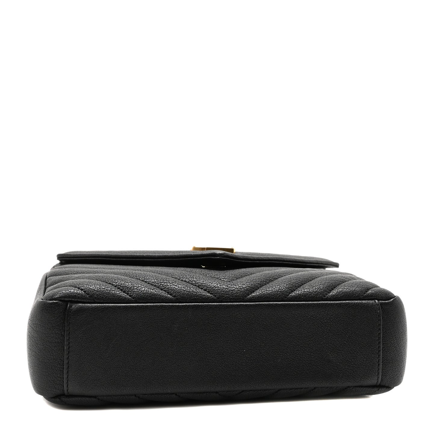 Sheepskin Matelasse Chevron Monogram Medium College Bag Black