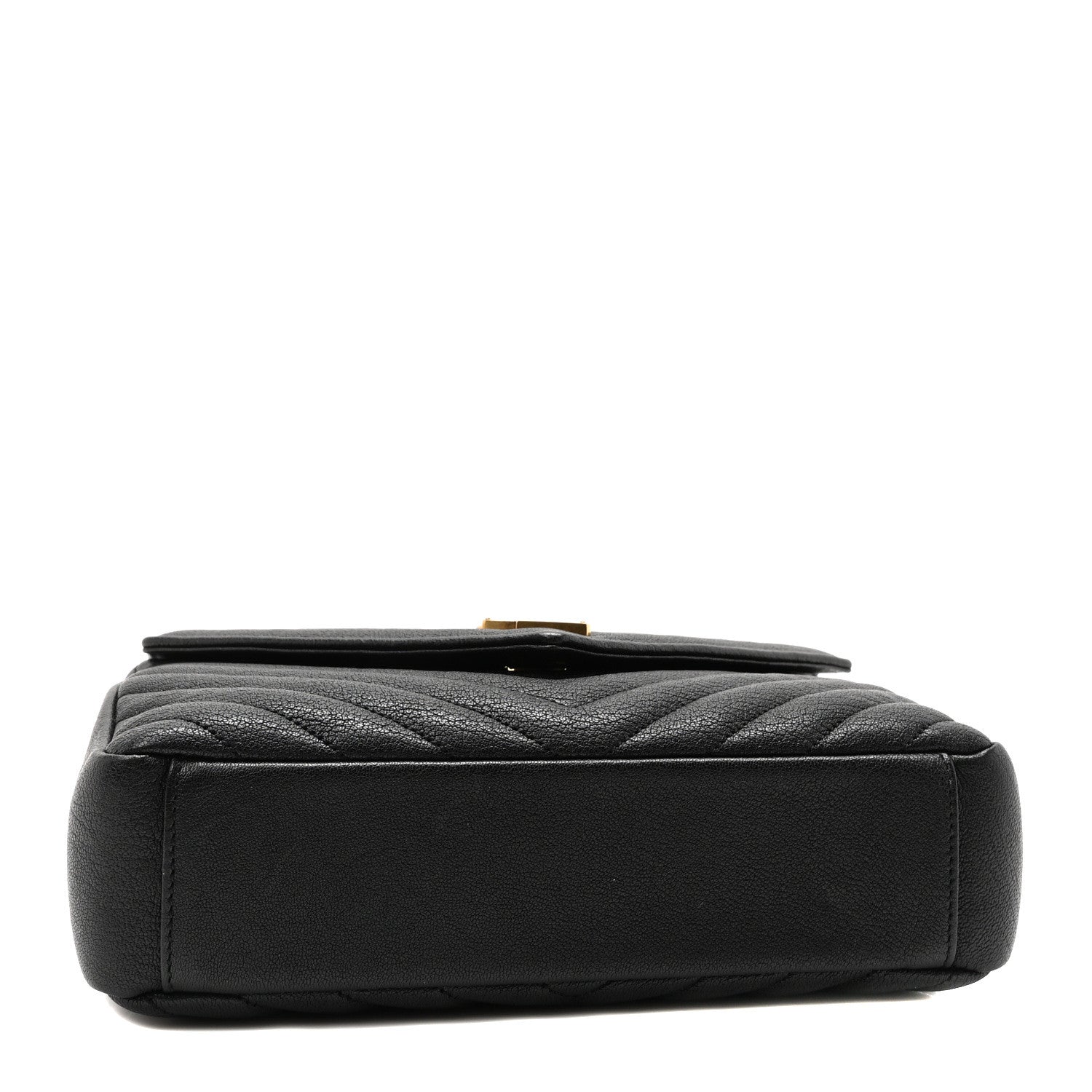 Saint Laurent Sheepskin Matelasse Chevron Monogram Medium College Bag Black 4 of 10