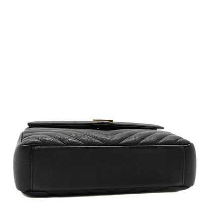 Saint Laurent Sheepskin Matelasse Chevron Monogram Medium College Bag Black 4 of 10