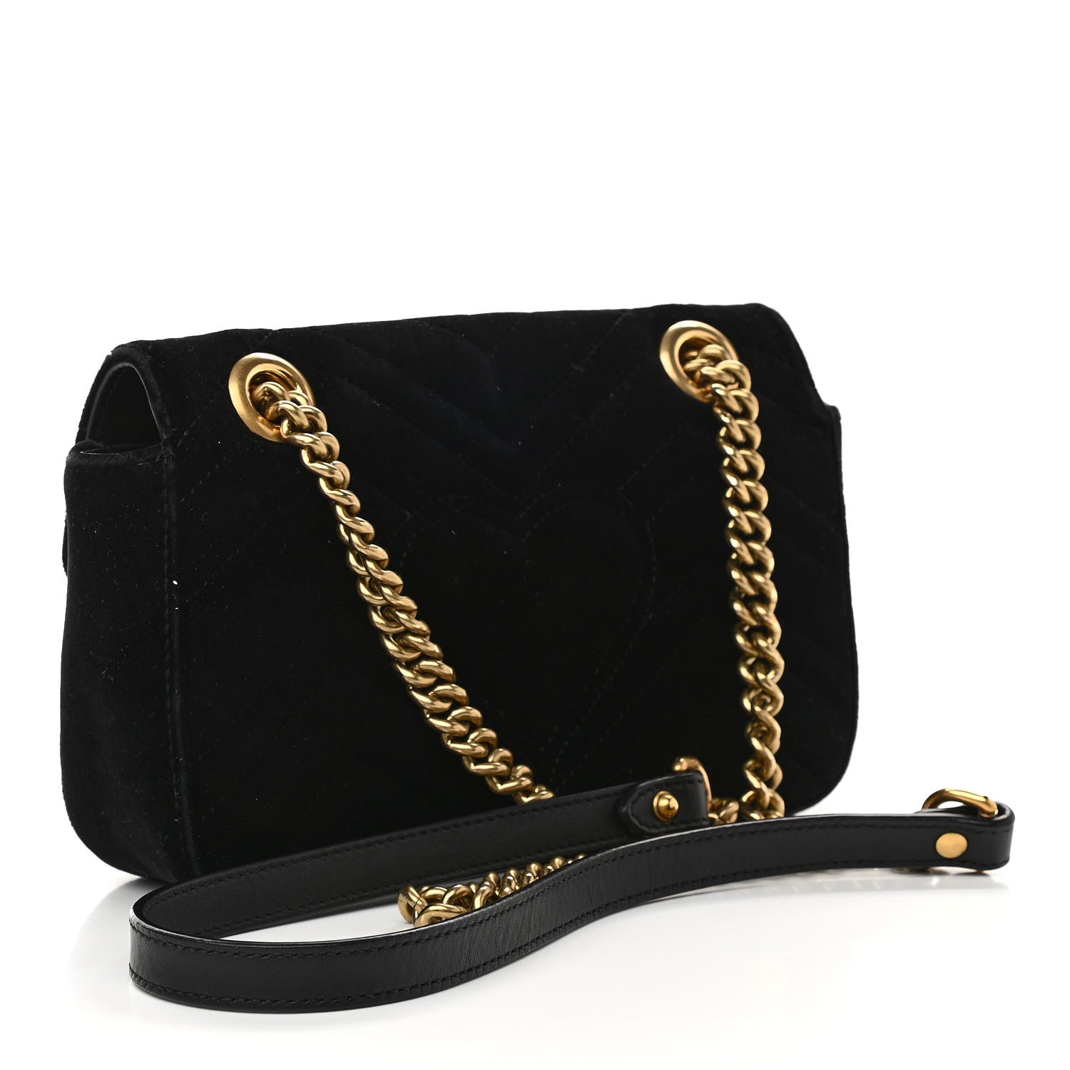 Gucci Velvet Matelasse Mini GG Marmont Shoulder Bag Black 3 of 10