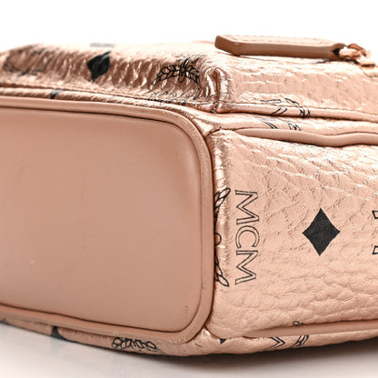 MCM Metallic Visetos Studded X-Mini Bebe Boo Backpack Champagne Gold 10 of 11