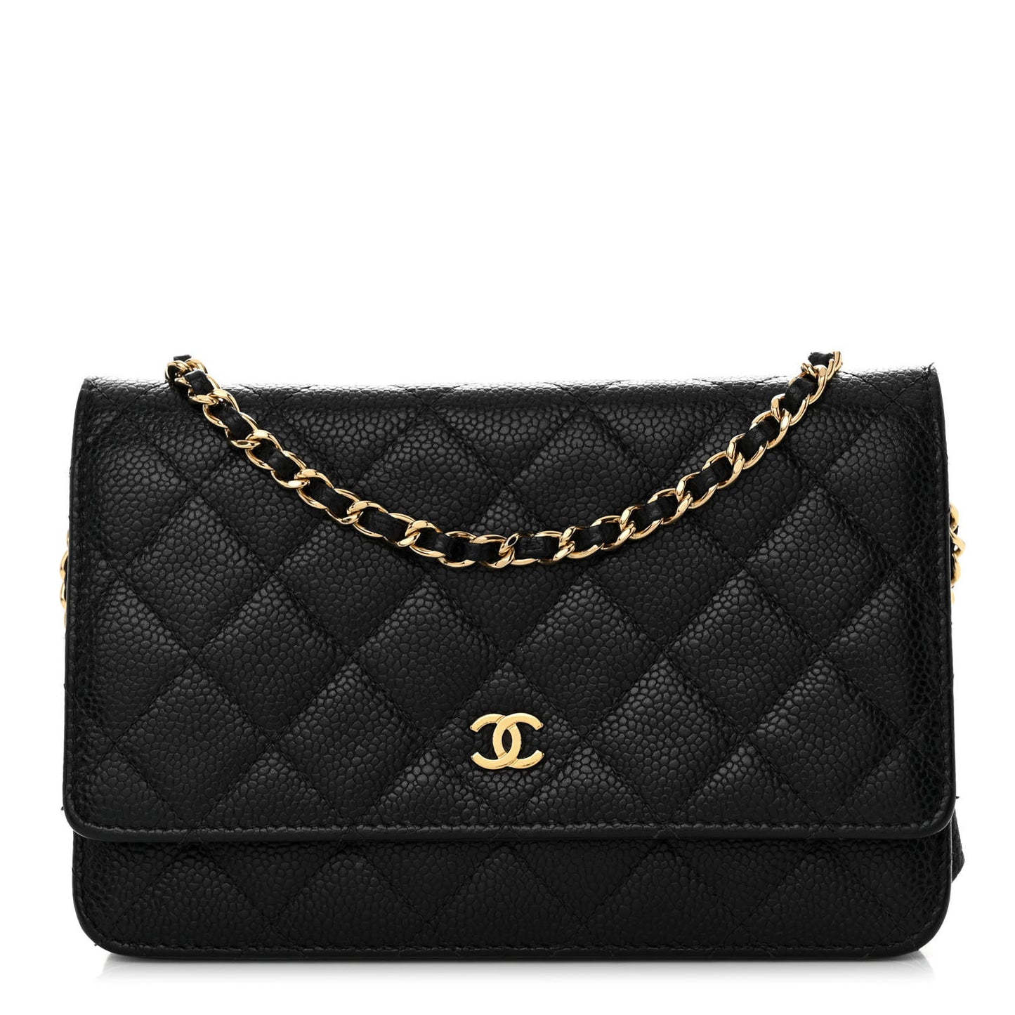 Caviar Quilted Wallet on Chain WOC Black