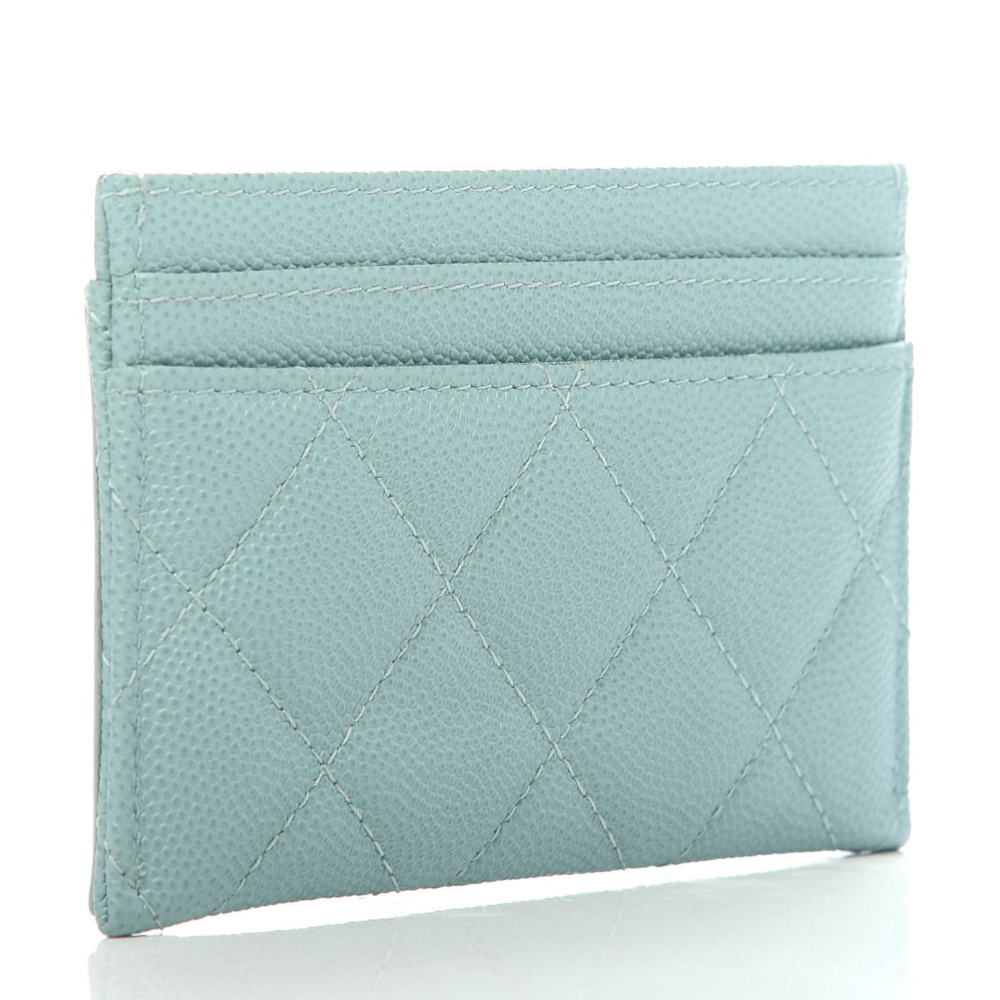 Caviar Quilted Filigree Card Holder Light Blue