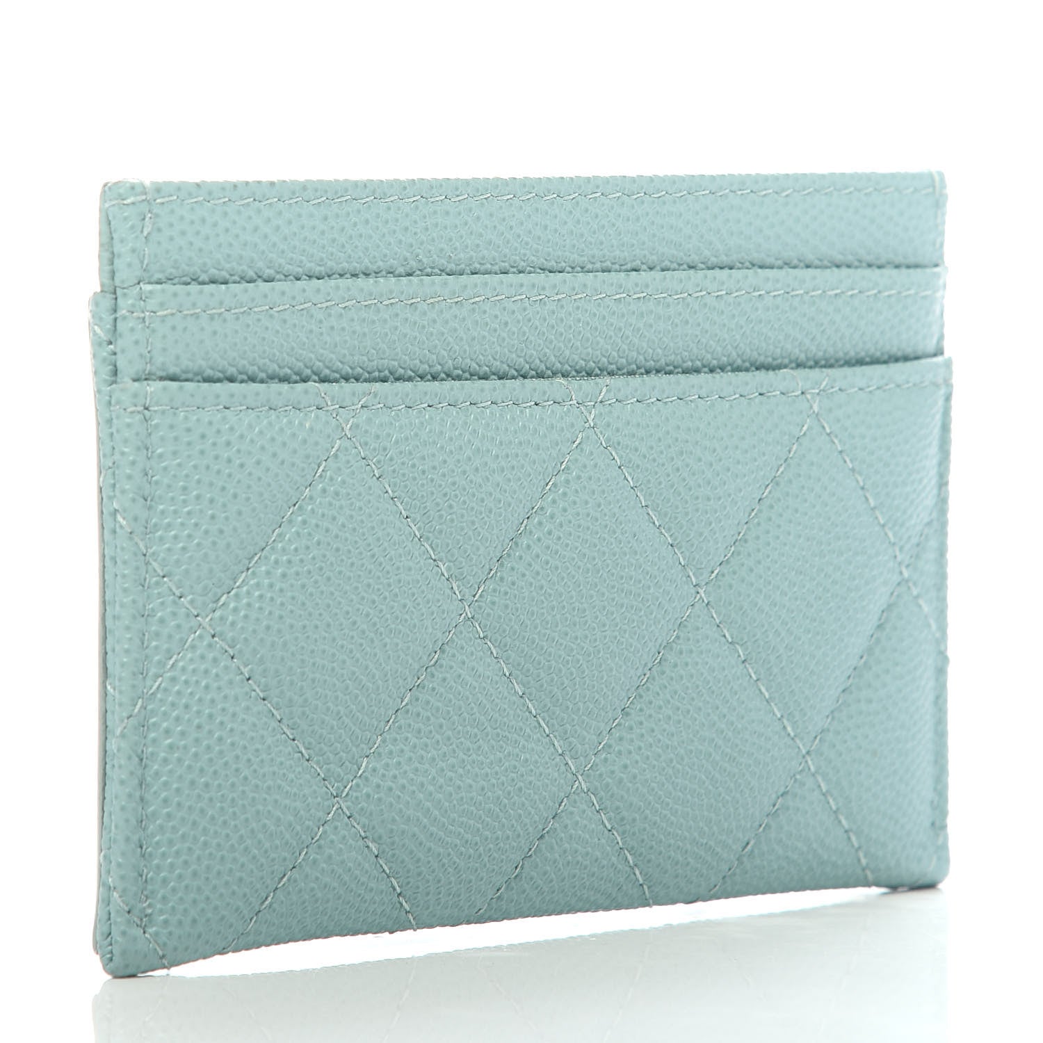 Chanel Caviar Quilted Filigree Card Holder Light Blue 3 of 9