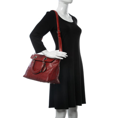 Christian Dior Lambskin Cannage Medium Granville Tote Red 2 of 22