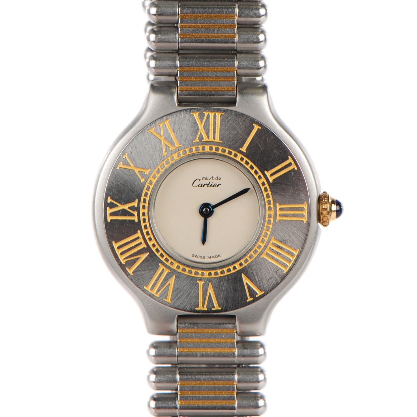 Stainless Steel 18K Yellow Gold 28mm Must De 21 Quartz Watch