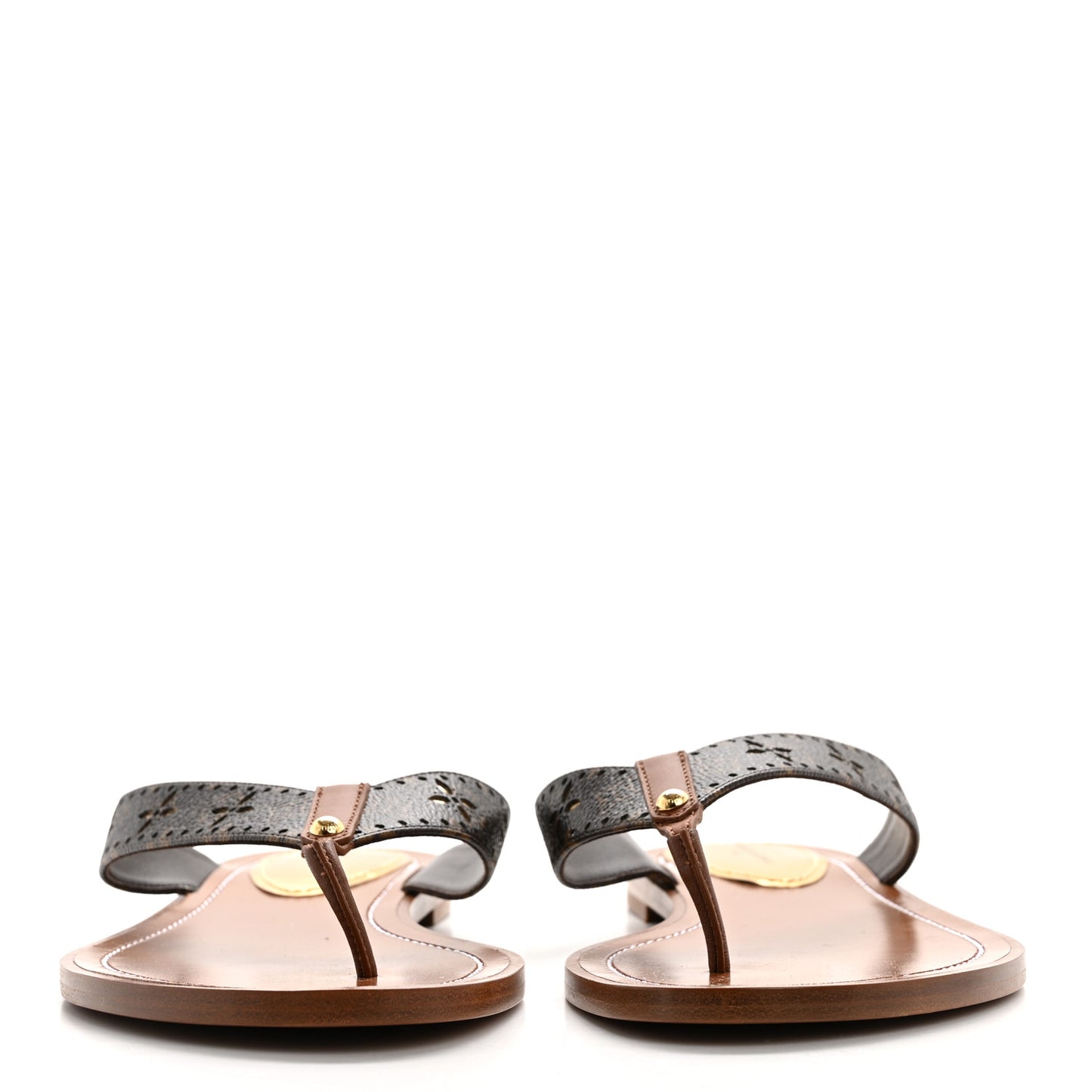 Monogram Sunny Flat Thong Sandals 40 Brown