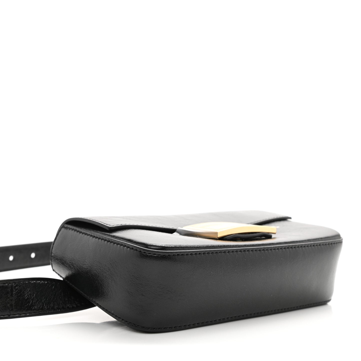 Agnello Old Shine Hip Belt Baguette Bag Black