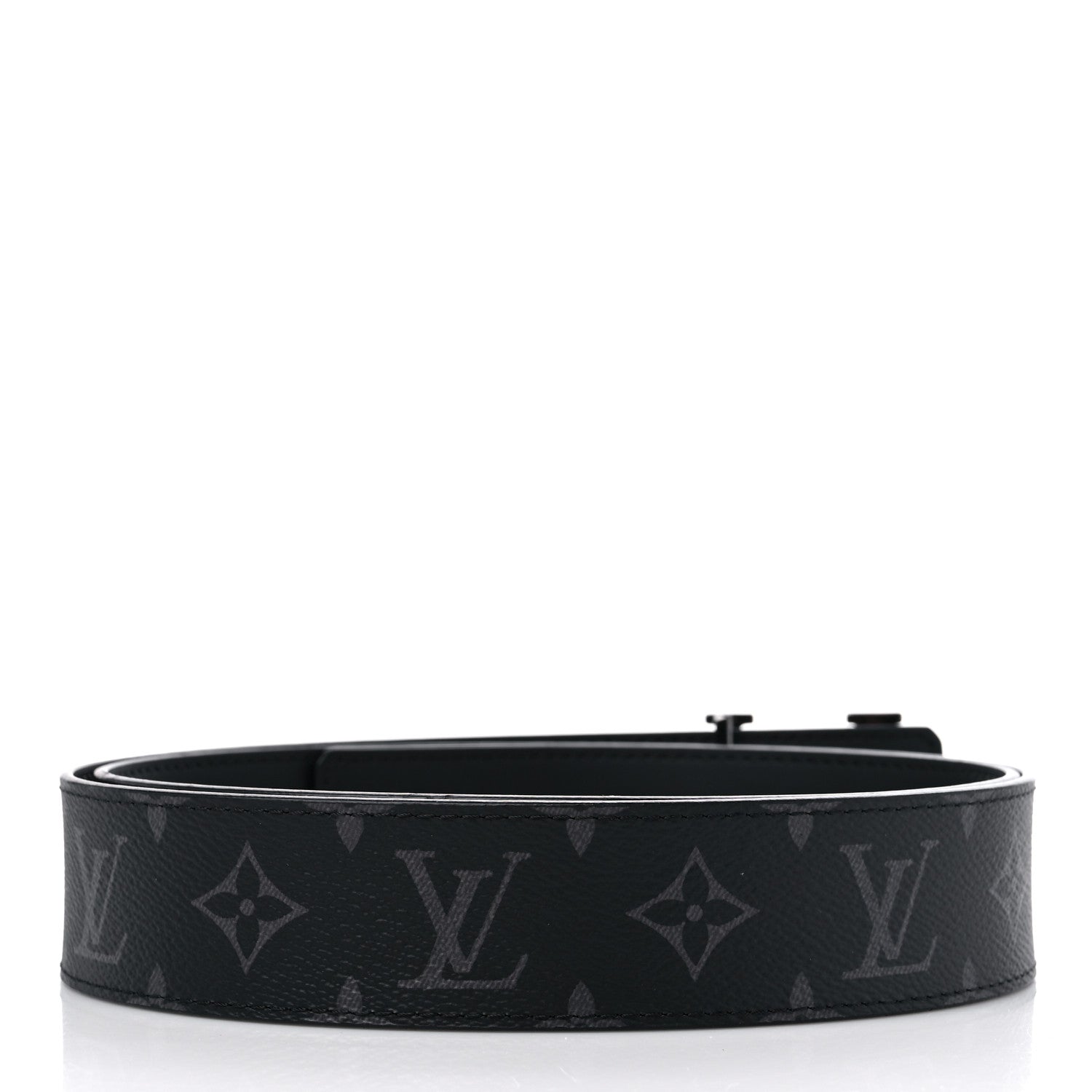 Louis Vuitton Monogram Eclipse Taigarama 40mm LV Initiales Reversible Belt 105 42 Black 2 of 5