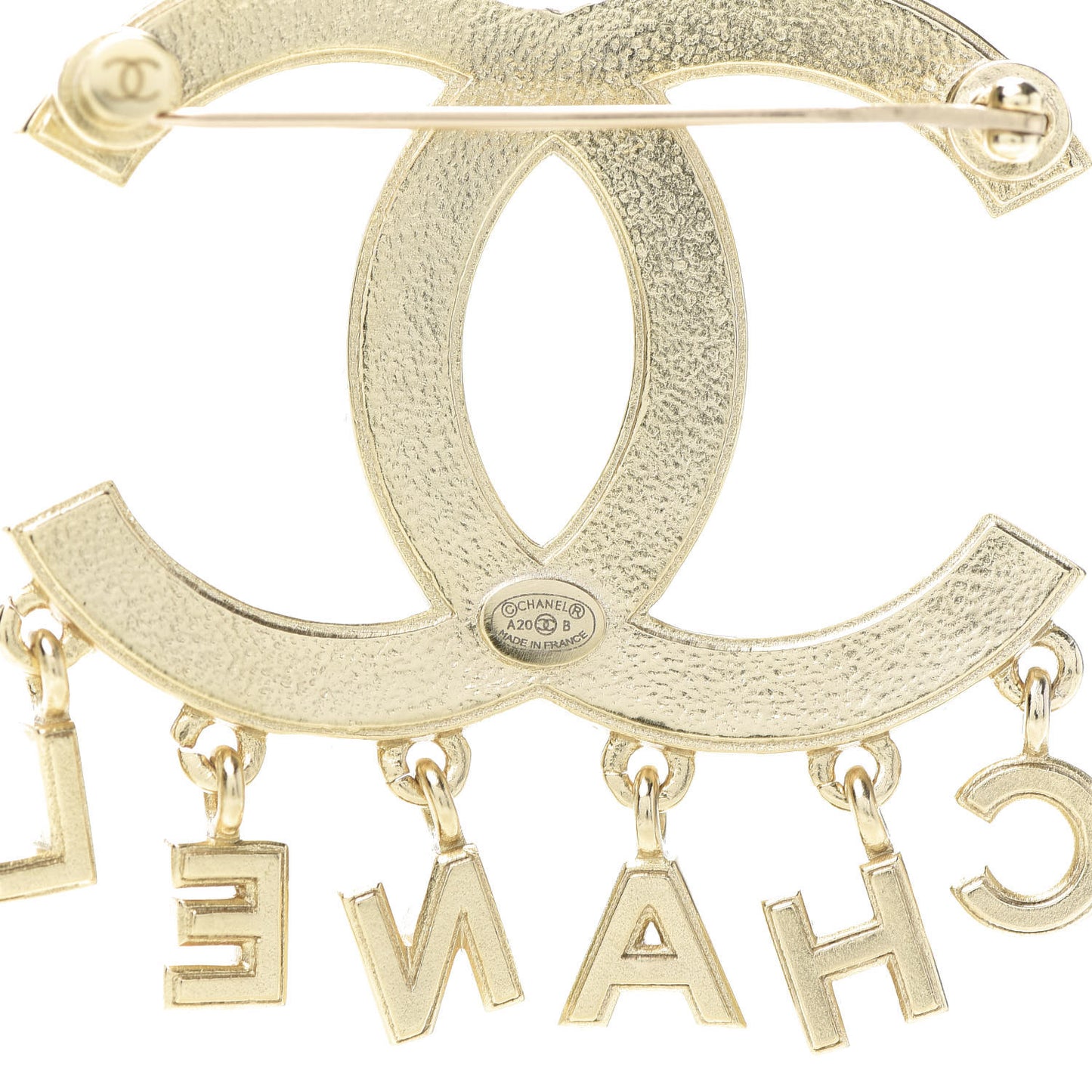 Crystal Pearl Signature Drop Brooch Gold