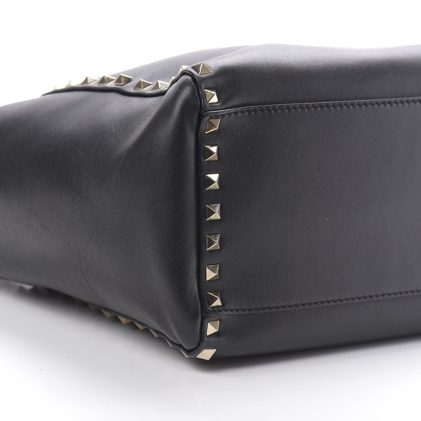 Vitello Rockstud Double Handle Tote Black