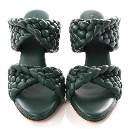 Bottega Veneta Nappa Twisted Padded Intrecciato Curve Slide Sandals 38.5 Vert Fonce 3 of 8